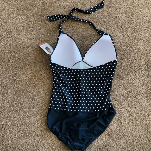 Swimsuit black/white polka dot womens a XXL14-16 - Picture 2 of 8